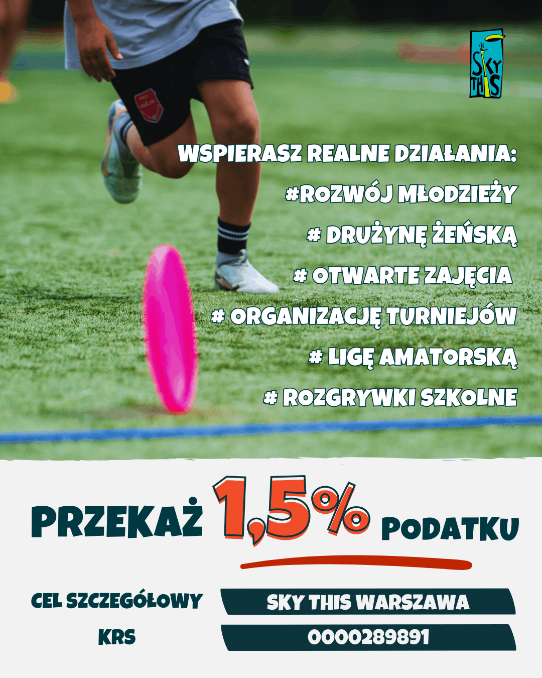Przekaż 1,5% podatku na rozwój ultimate frisbee
